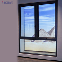 Ventana Abatible de Aluminio Moderna Personalizada Fuson, Aislamiento Térmico, Vidrio Impermeable, Ventana Exterior para Edificios