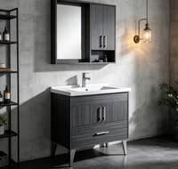 Meuble-lavabo commercial moderne sur pied de 24 pouces en acier inoxydable brut pour salle de bain