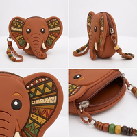 Dompet Koin Silikon Logo Kustom Hewan Liar Afrika Zebra Gajah Jerapah Gantungan Kunci Tempat Penyimpanan Earphone Grosir