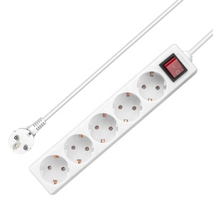 Europese Standaard Verlengsnoer Socket Groothandel 5 Gang Multi Stekkers En Socket Switch Power Strip