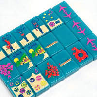 Ensemble de mahjong américain en acrylique gravé de luxe, thème océan bleu Hawaï, 160 pièces, idéal pour un cadeau de Noël