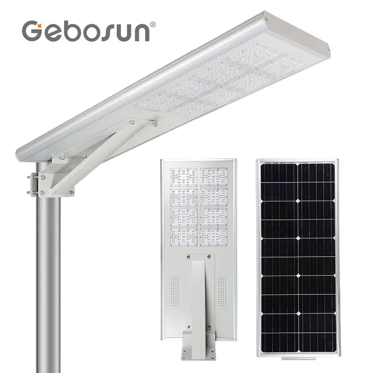 GEBOSUN ip65 su geçirmez yüksek lümen yeni tasarım 60 watt Led güneş enerjili sokak ışığı entegre güneş sokak ışıkları 150 watt 200w 300w