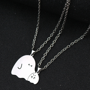 Collier pendentif couple fantôme enlacés, style dessin animé, pour homme, bijoux de mode pour couple, collier d'amour, Saint-Valentin - Product Image 5