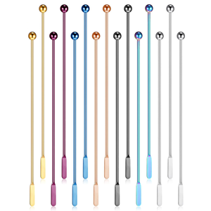 أعواد تحريك معدنية 7.6 بوصة لتحريك القهوة وأدوات البار والنبيذ، أعواد تحريك من الفولاذ المقاوم للصدأ للمشروبات والكوكتيلات - Product Image 1