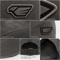 Gorra de Camper de Algodón Lavado de 5 Paneles con Parche de Cuervo, Estilo Vintage, Estilo Urbano, Unisex, Etiqueta Personalizada, Directo de Fábrica
