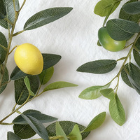 Ranting Lemon Buatan 45cm Grosir Dengan 2 Buah, Sentuhan Asli, Batang Lemon Palsu Kuning Hijau untuk Dekorasi Vas Meja Rumah Kantor