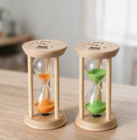 Sablier en verre haut de gamme avec logo personnalisé, minuterie de 1 à 30 minutes, base en bois réglable, cadeau promotionnel