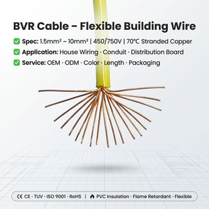 Câble de câblage domestique BVR 1,5-10 mm² à conducteur en cuivre monobrin, isolé en PVC 300V/500V, fil électrique <span class=keywords><strong>pour</strong></span> bâtiment - Product Image 1