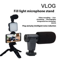 Kit de Vlogging AY-49 Sans Fil Portable pour Streaming en Direct, Équipement de Production Vidéo avec LED et Trépied en Plastique