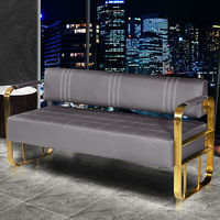 Canapé moderne pour salon de coiffure Fauteuil d'attente Salon de manucure Aire de repos Canapé et fauteuil de luxe en acier inoxydable