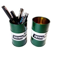 Porte-crayons en métal personnalisé en forme de baril, pot à stylos, vente en gros d'usine