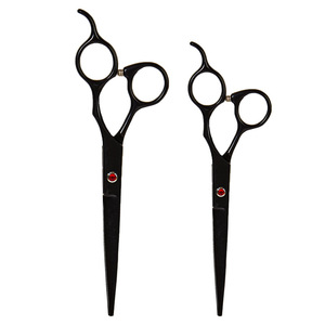 Tijeras para el cabello de acero inoxidable, tijeras de entresacar con mango largo, color negro, para cortar el cabello y el aseo de mascotas - Product Image 1