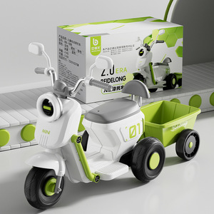 Motocicleta triciclo eléctrica Balekong para niños de 1 a 6 años, juguete montable con control remoto y carrito de almacenamiento. - Product Image 5