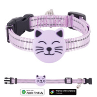 Collares reflectantes duraderos de color sólido para rastreadores de gatos con código QR antipérdida y posicionamiento, listos para envío inmediato (Dropshipping)