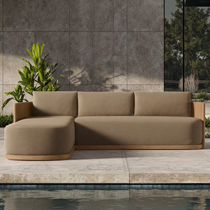 Ensemble <span class=keywords><strong>de</strong></span> meubles <span class=keywords><strong>de</strong></span> patio en bois pour l'extérieur Sofa <span class=keywords><strong>de</strong></span> <span class=keywords><strong>salon</strong></span> en tissu pour le <span class=keywords><strong>jardin</strong></span> Mobilier d'extérieur sectionnel - Product Image 4