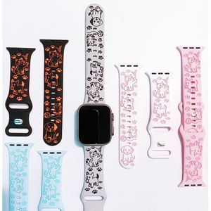 สายนาฬิกา Apple Watch 11 10 SE แบบสลักลายสุนัขและแมวส่วนตัว Upro สายซิลิโคนสลักลายสองสี ขนาด 38 45 46 49 มม. - Product Image 6