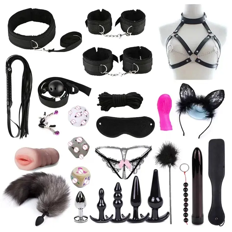 26 Stuks/Kits Bdsm Bondage Set Met Seksspeeltjes Japanse Bondage Pak Volwassen Sm Bodysuit Nieuwigheid Games