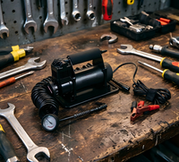 Compresseur d'air compact 12V DC avec manomètre 150 PSI max, lumière d'urgence intégrée, robuste, sans huile, en alliage d'aluminium