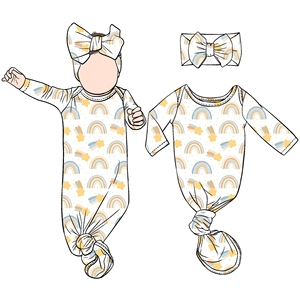 Tùy chỉnh in bé Túi ngủ sơ sinh bé thắt nút áo choàng bé thắt nút áo choàng với nơ lớn Headband - Product Image 5