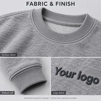 Sweat-shirt à col rond pour enfants avec logo personnalisé, en molleton de coton épais 320 GSM, épaules tombantes, pull oversize pour garçons et filles, impression en relief