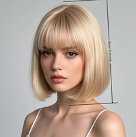 Cheveux courts raides naturels pour femmes, style bobo, avec frange aérienne, volumineux et entièrement ajustables, en soie haute température, pour le marché transfrontalier Europe-Amérique