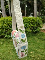 ALI FASHION ART Sac à main rectangulaire brodé en promotion, design perlé, artisanat textile, lavable, broderie au point de croix, usage quotidien