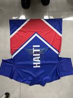 Polo en polyester de haute qualité et abordable 180 g/m²/140 g/m² – Série Haïti – Produits avec drapeau entièrement imprimé – T-shirts polo en tissu avec drapeau haïtien