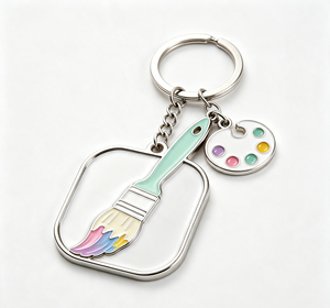 <b>Custom</b> Paint Brush <b>Keychain</b> Metal Key Ring Enamel Charm Zinc Alloy Souvenir Gift for Artists - Product Image 1