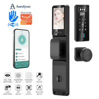 Serrure Intelligente Aurelysse K20 avec Reconnaissance Faciale 3D, Empreinte Digitale, Mot de Passe, Carte, Application, WiFi, Déverrouillage à Distance Tuya, Interphone Vidéo, Cloud pour Portes en Bois