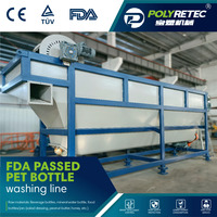 Ligne de recyclage de bouteilles PCR-PET de qualité alimentaire POLYRETEC avec broyeur, laveuse à chaud et lettre d'opposition nulle de la FDA