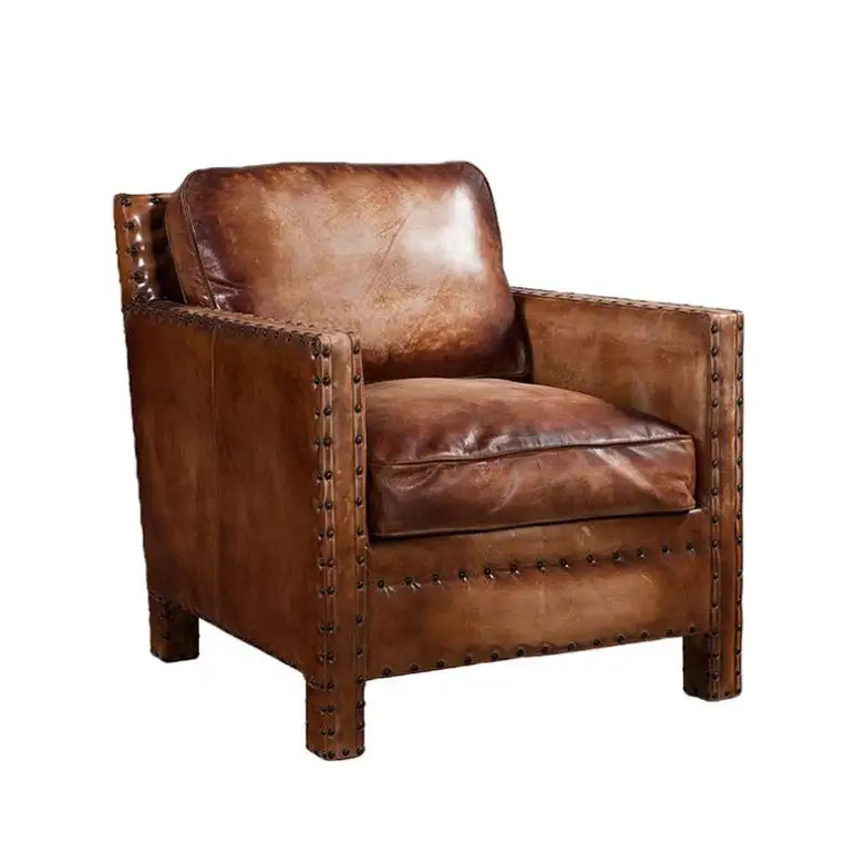Высокое Качество кожаный диван для гостиной деревянная ножка натуральная кожа диван кресло с заклепками современная мебель диван гостиная