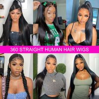 Pelucas delanteras de encaje 360, pelucas rectas de cabello humano HD transparente 360, pelucas de encaje completo para mujeres prearrancadas con cabello de bebé de alta densidad