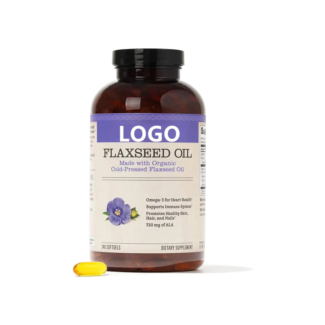 Efisien Flaxseed oil Omega 3 dengan 240 gel lembut cocok untuk dukungan kekebalan otak kardiovaskular dan kulit rambut sehat dan kuku