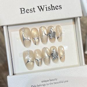 Uñas Postizas Cuadradas Hechas a Mano 100% ABS, Uñas Postizas Cortas con Diseño <span class=keywords><strong>de</strong></span> Flores 3D y Punta Francesa para Mujer - Product Image 1