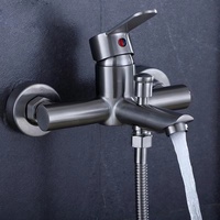 Grifo Mezclador de Bañera Montado en la Pared de Acero Inoxidable Moderno con Acabado Cepillado para Ducha, Venta al por Mayor de Fábrica, Buena Calidad