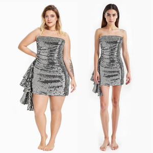 Vestidos personalizados mujeres fabricante OEM doble loco envoltura dobladillo lentejuelas tubo Porm Sexy Clubwear fiesta mujer vestido - Product Image 1