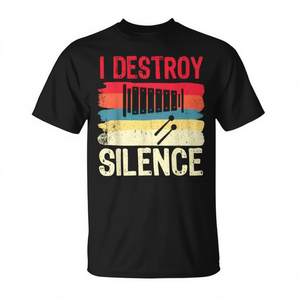 Camiseta Destroy Silence Musician con diseño de jugador de Glockenspiel, color negro, talla mediana - Product Image 2