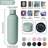 Bouteille d'eau isotherme en acier inoxydable de 17 oz, logo personnalisé par sérigraphie, anti-fuite, gourde de voyage et de sport sous vide