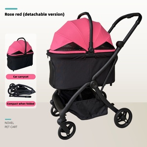 Carrito Plegable Portátil <span class=keywords><strong>para</strong></span> Perros con 4 Ruedas, Bolsa de Almacenamiento, <span class=keywords><strong>para</strong></span> Perros Pequeños y Medianos, con Doble Freno, Modelo PC206 - Product Image 5
