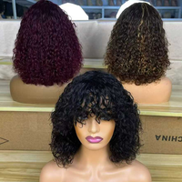Perruque ondulée entièrement fabriquée à la machine en cheveux humains, vente en gros, couleur 99j, perruque en cheveux humains vierges fabriquée à la machine pour femmes