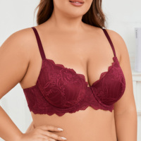 Soutien-gorge en dentelle florale pour femme Ladymate ODM/OEM, soutien-gorge à armatures en dentelle contrastée, soutien-gorge rembourré sexy, soutien-gorge grande taille
