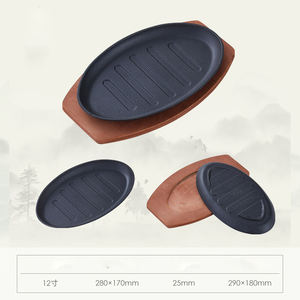 Чугунный стейк Fajita, жаркая сковорода, горячее блюдо, тарелка для жарки, сервировочное блюдо с деревянной базовой тарелкой 8 ''10'' 12'' - Product Image 5