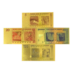Hóa Đơn Tiền Giấy Vàng 24 K Của Đồng Đô La <span class=keywords><strong>Zimbabwe</strong></span> Cho Bộ Sưu Tập 4 Miếng - Product Image 2