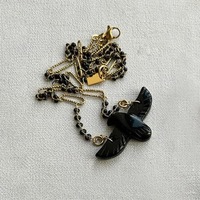 Collier chaîne figaro personnalisé pour femme avec pendentif oiseau en résine diamantée, design DIY, cadeau de mariage