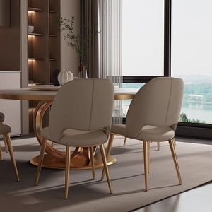 Sedia da Pranzo BST in Stile Italiano in Pelle Ultra-Fibra, Lusso Leggero, Schienale Alto, Design Semplice, Sedia per Hotel e Ristoranti in Metallo - Product Image 2