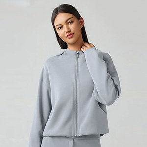 Vêtements d'équitation pour femmes, veste à capuche zippée, produit d'automne pour femmes, sweat-shirt décontracté ample, veste d'équitation pour le fitness - Product Image 5