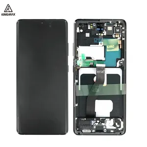 6.8&quot; Fix Broken Phone Screen Original Black White for Samsung S21 Ultra with Frame Screen Replacement Display 2 Piece Oled