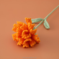 Tiges de fleurs de carnation au crochet faites à la main, fleurs artificielles en fil coloré pour bouquets, arrangements floraux, décoration intérieure, vente en gros