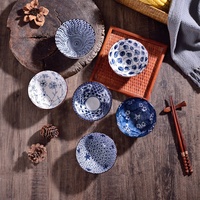 Usine directe 6 pièces/ensemble bols à riz antiques japonais coffret cadeau bol rond en céramique avec étiquette personnalisée avec baguettes