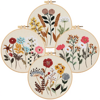 Kit de broderie au point de croix pour débutants Erzheng EZ1067, motif floral, fait main, base en coton et plastique, pour travaux d'aiguille à domicile